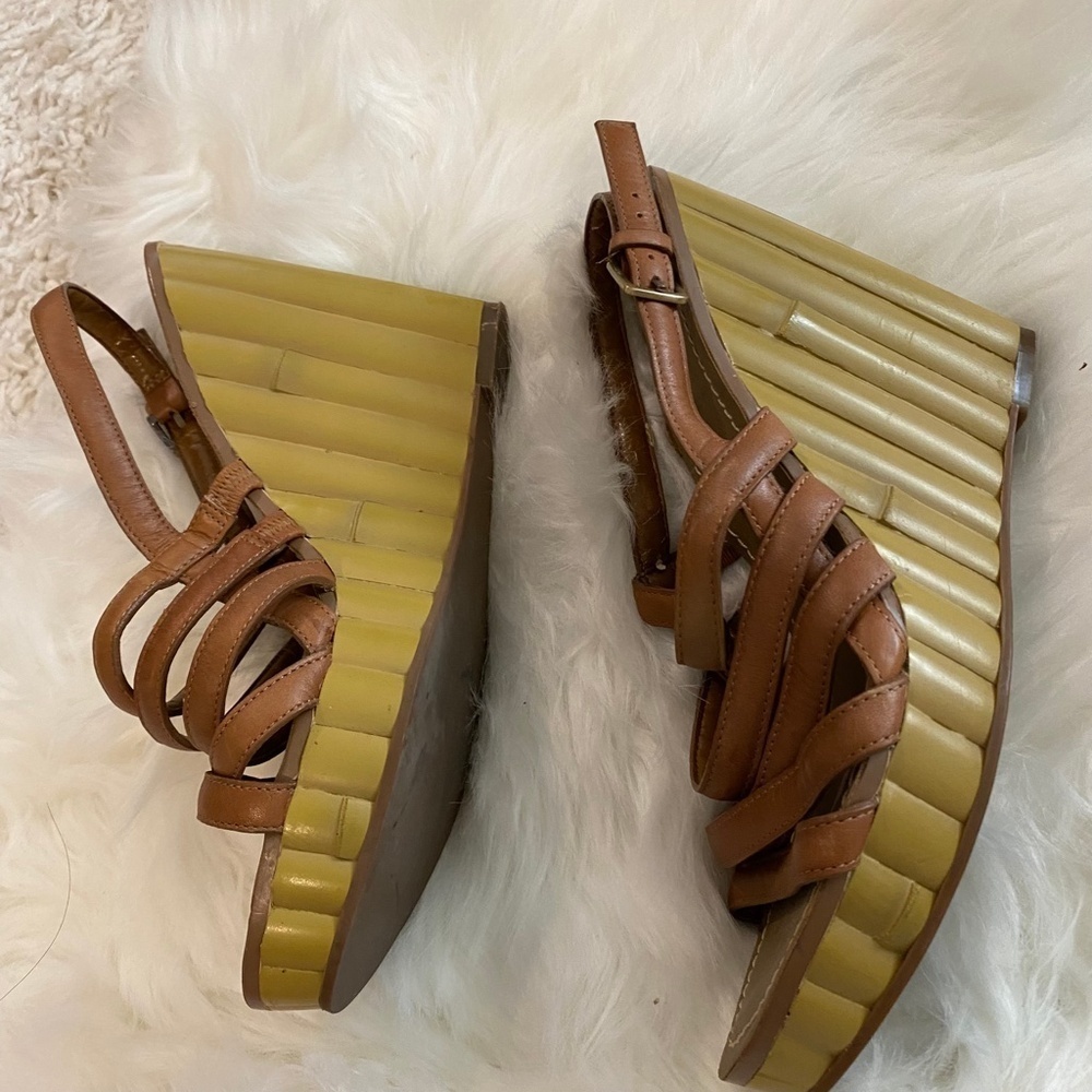 Linea Paolo Bamboo Wedges. Brown. Sz 8 - Picture 3 of 9